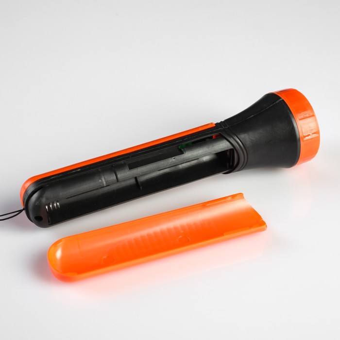 Фонарь 1 диод, классика, ребристые бока, 2АА бат., микс, 16х4.5х4.5 см