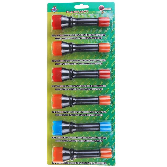 Фонарь 1 диод, классика, гладкий, 2АА бат., микс, 15.5х4х4 см