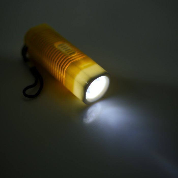 Фонарь 1 диод, рифлёная ручка, 3 круг. бат. в комп-те, микс, 11х3х3 см