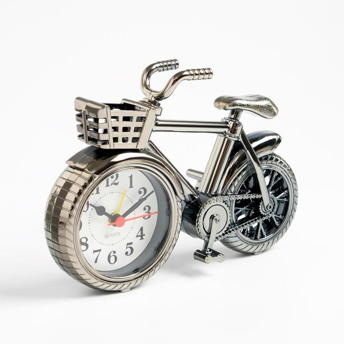 Часы - будильник настольные Велосипед, дискретный ход, d-7 см, 13.5 х 18.5 см, АА часы будильник настольные цветочный узор дискретный ход d 15 см 15 7 х 15 7 см аа