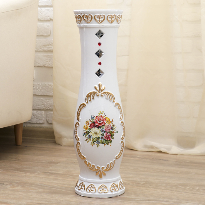 Ваза напольная "Натюрморт" с зеркальными вставками, талия