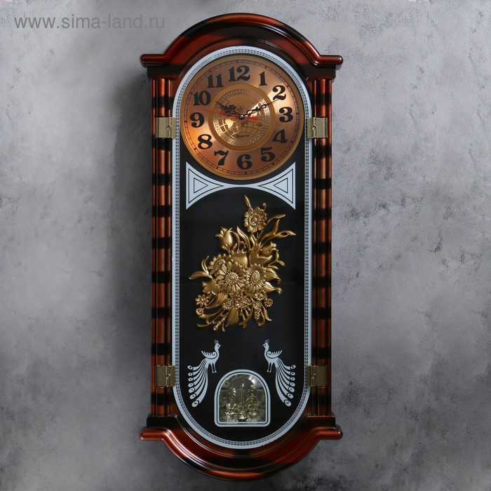 фото Часы настенные, серия: маятник, "павлины", 37х10х93 см