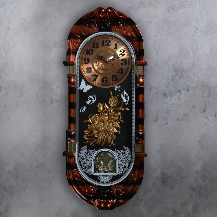 Ретро-часы настенные интерьерные с торсионным маятником"Бабочки", 37*10*93см
