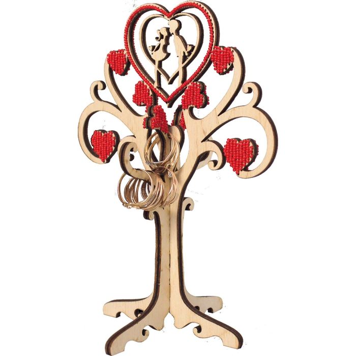 Набор для изготовления подставки для бижутерии "Дерево любви" с бисером, 12,5х9,5х16,5 см
