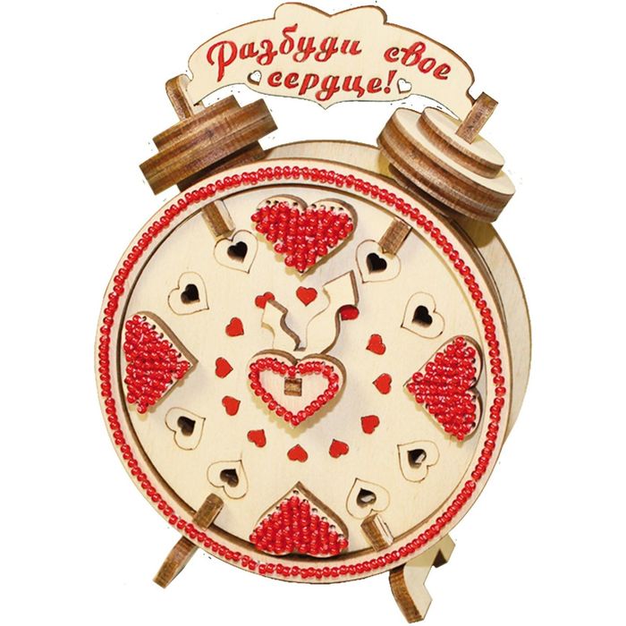 Набор для изготовления будильника "Пробуди свое сердце" с бисером, 4,5х12,5х9 см
