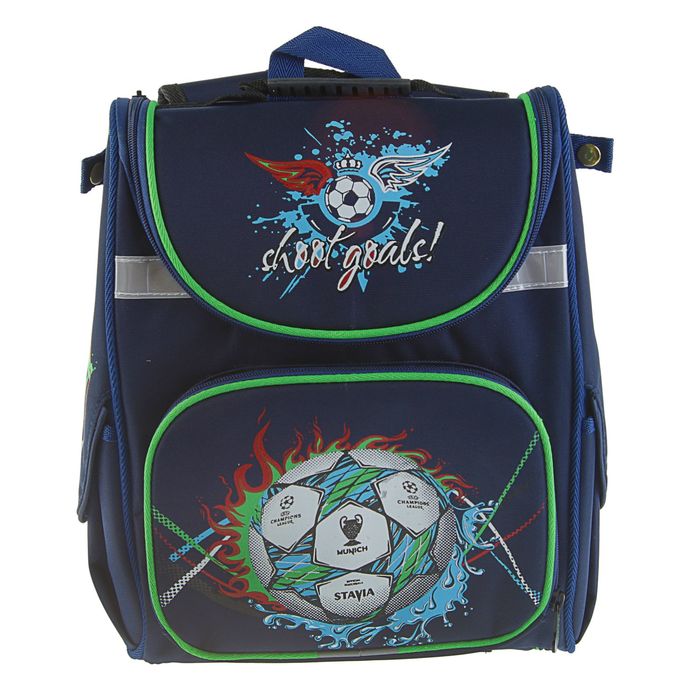 Ранец Стандарт раскладной Stavia 37*26*15 мал "Футбол", синий 7623