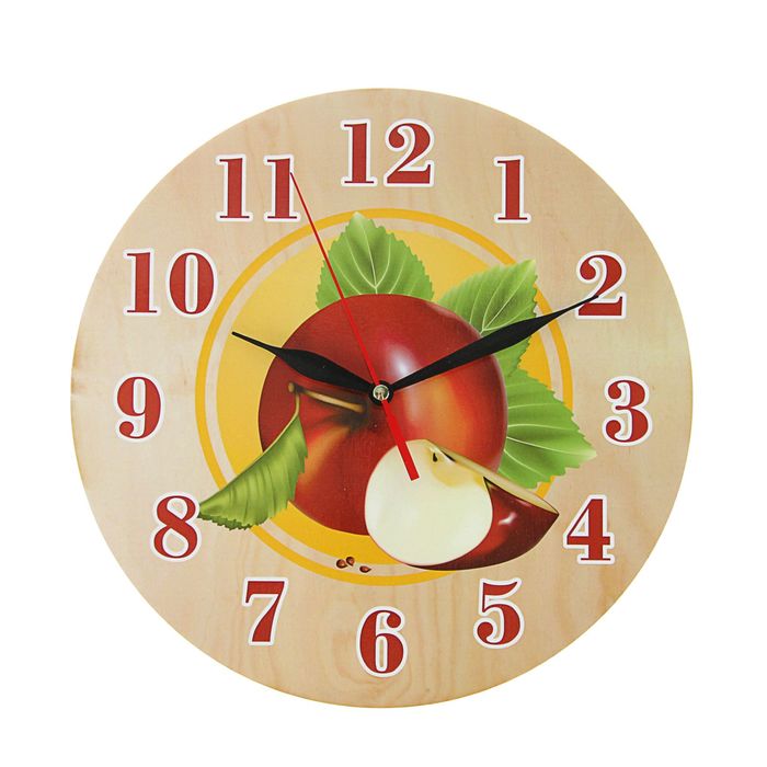 Часы "Красное яблоко" круглые, Ø 25 см