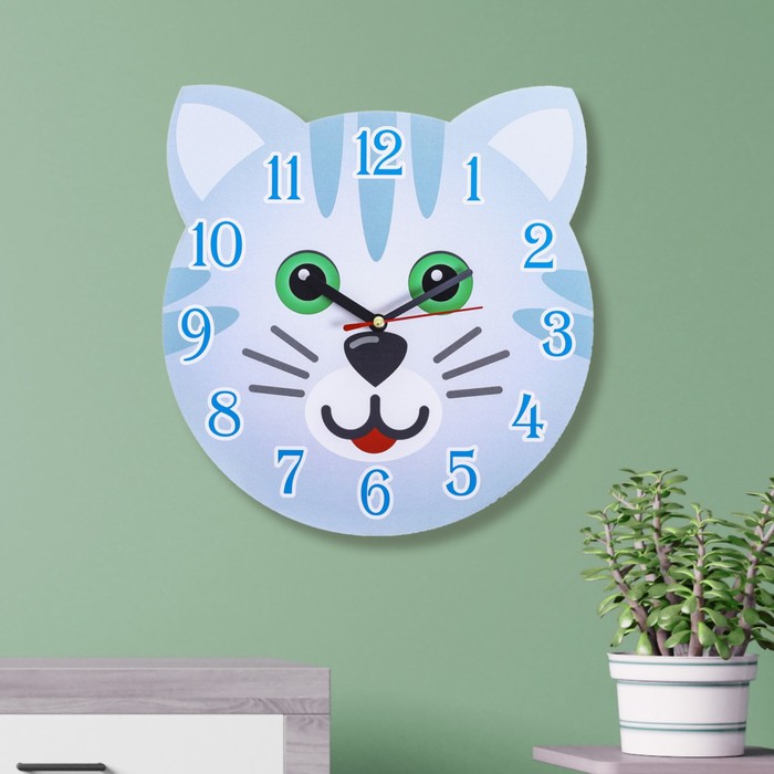Часы "Котенок" детские, фигурные, Ø 25 см