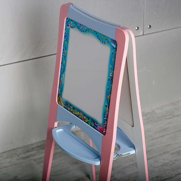 Мольберт двухсторонний "Подводный мир". Цвет розово-голубой