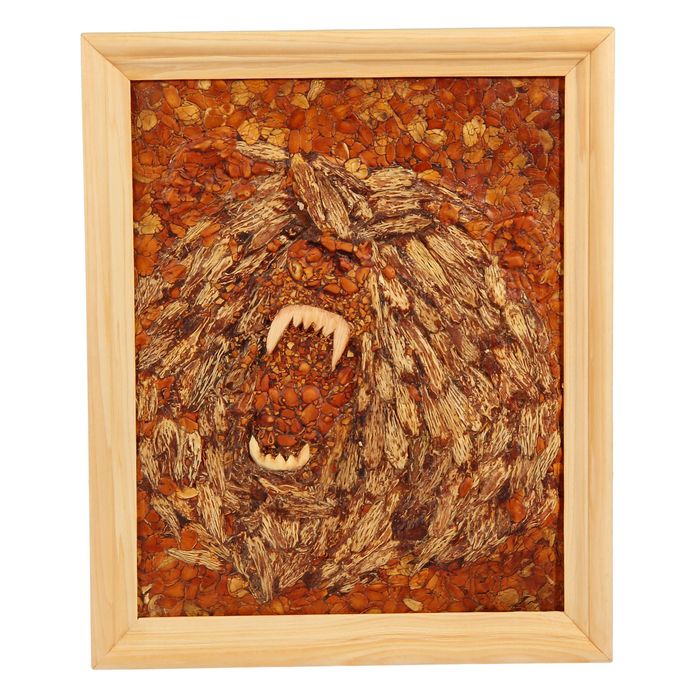 Мини панно из кедропласта "Медведь" 23х28 см