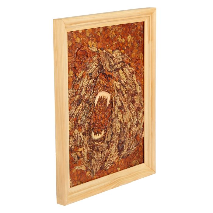 Мини панно из кедропласта "Медведь" 23х28 см