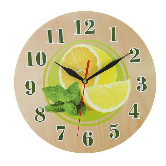Часы "Лимон и мята" круглые, Ø 25 см