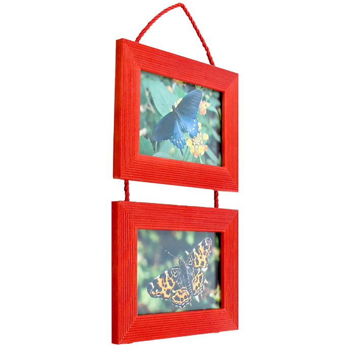 Фоторамка на 2 фото 10х15 подвесная, красная