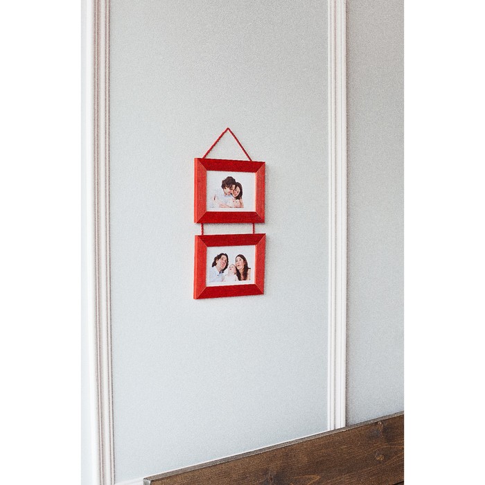 Фоторамка на 2 фото 10х15 подвесная, красная