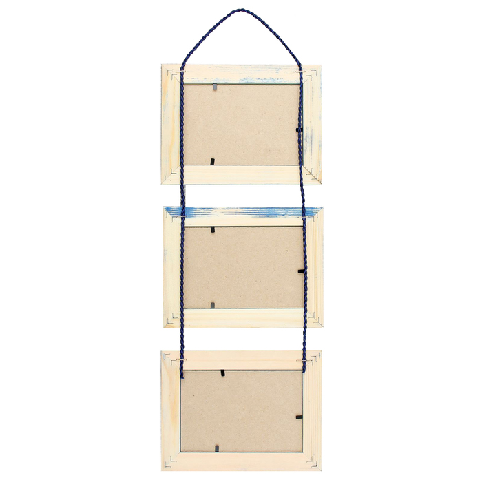 Фоторамка на 3 фото 10х15 подвесная, синяя