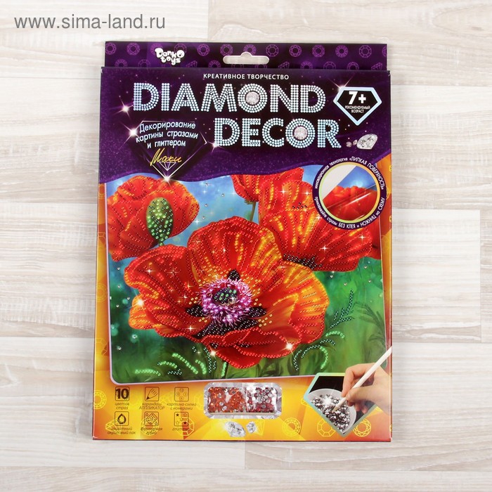 фото Набор для создания мозаики "маки" diamond decor, планшетка без рамки danko toys