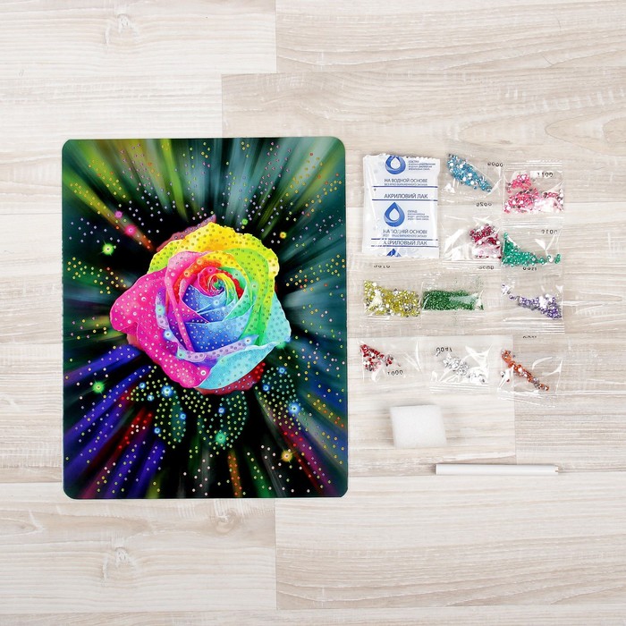 Набор для создания мозаики "Алмазная роза" DIAMOND DECOR, планшетка без рамки