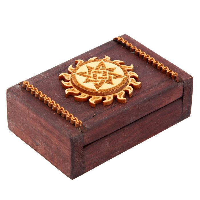 Шкатулка для визиток "Солярный символ" кедр