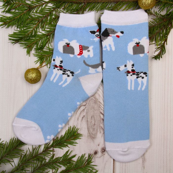 Носки детские "Собаки" 16-18 см, 4-6 лет., 80% хл.,17% п/э, 3% эл.