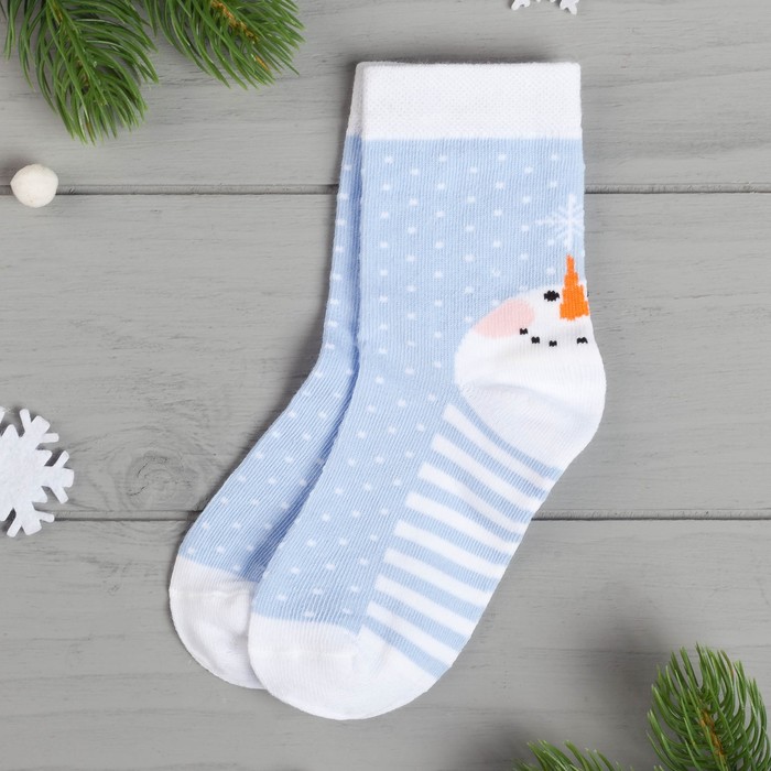 Носки детские "Снеговик" 18-20 см, 7-9 лет, 80% хл.,17% п/э, 3% эл.