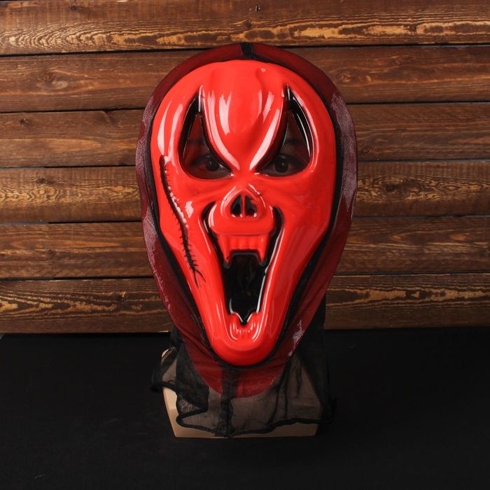 Карнавальная маска "Крик" с гусеницей, цвет красный