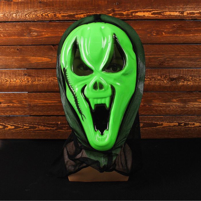 Карнавальная маска "Крик" с гусеницей, цвет зеленый