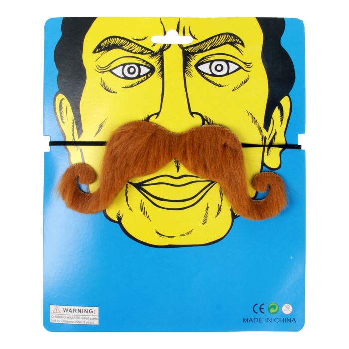 Карнавальные усы "Завиток" на резинке, цвет коричневый