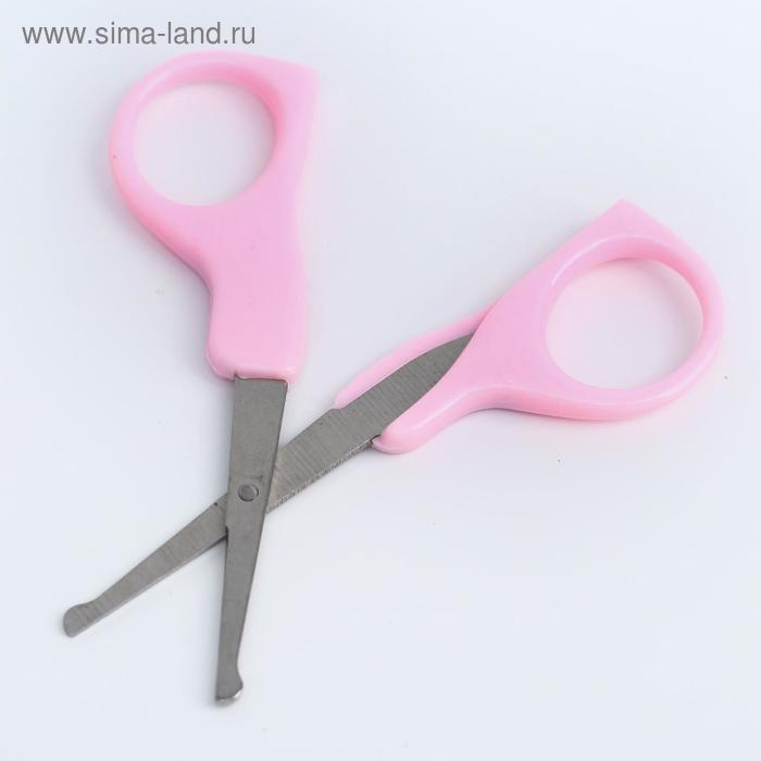 Набор по уходу за ребёнком, 5 предметов: щётка, расчёска, безопасные ножницы, пилочка и щипчики для ногтей, цвет розовый