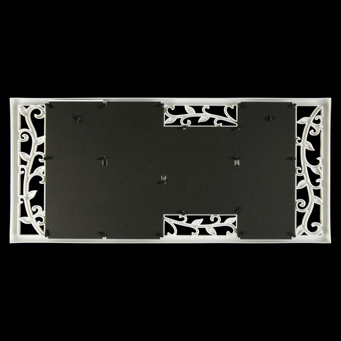 Фоторамка пластик на 7 фото 10х10, 10х15, 13х18 см "Флора" белая 32х63 см