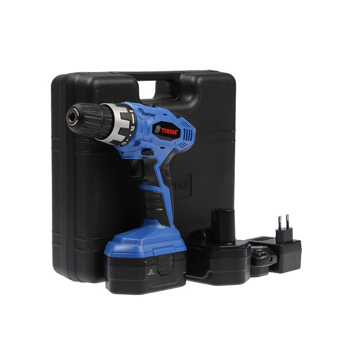 Дрель-шуруповерт TUNDRA comfort аккумуляторный, 12V, 0-350/0-1100 об/мин, 1200mA, DSHA-006-12-04
