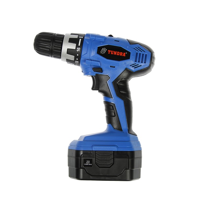 Дрель-шуруповерт TUNDRA comfort аккумуляторный, 12V, 0-350/0-1100 об/мин, 1200mA, DSHA-006-12-04