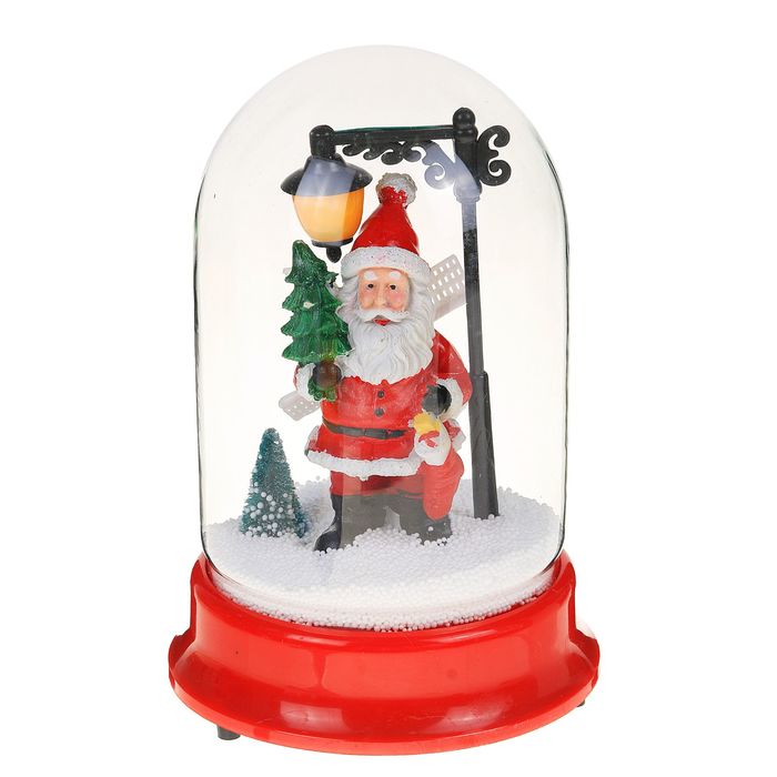 Сувенир "Снежный шар" дед мороз под фонарём 15,5*24 см
