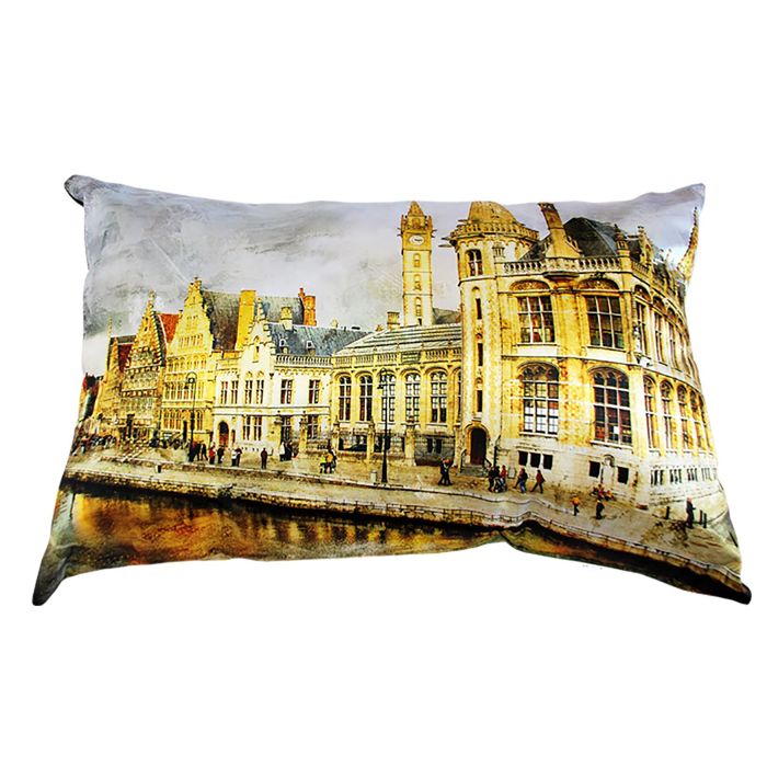 Подушка декоративная интерьерная Франция (Париж) 13, 35х55см, атлас, п/э, съемный чехол