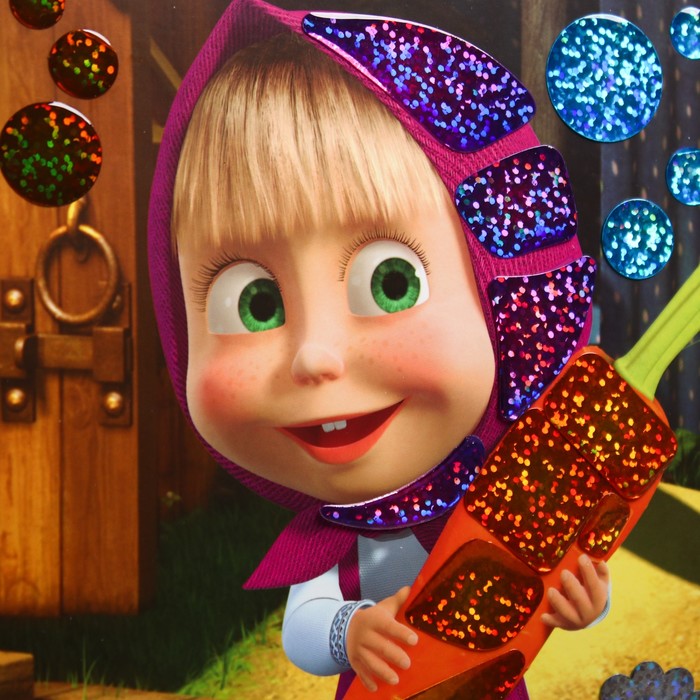 Мозаика гелевыми стразами "Маша с морковкой", Маша и Медведь