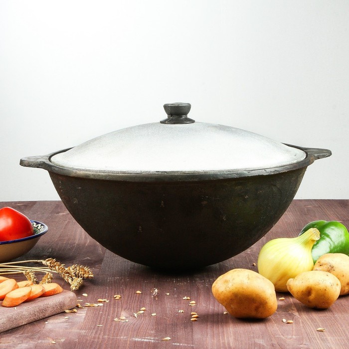 Казан с крышкой, 7 л, плоское дно