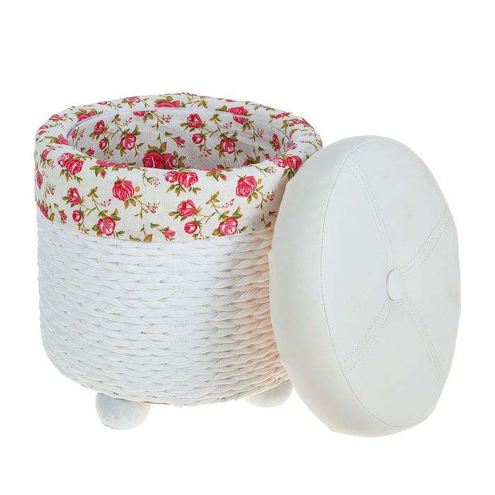 Пуф-короб "Розы" малый 30х30х37 см, белый