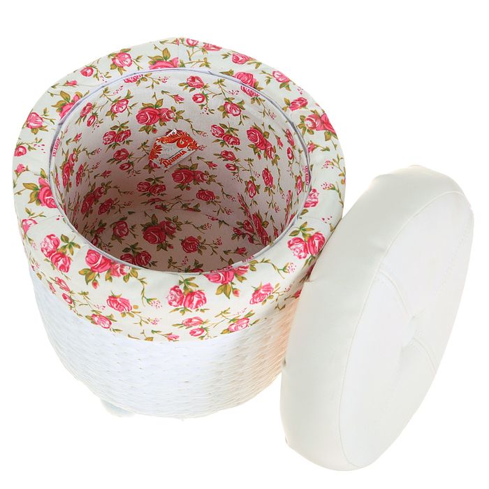 Пуф-короб "Розы" малый 30х30х37 см, белый
