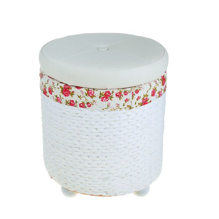 Пуф-короб "Розы" большой 41х41х47 см, белый