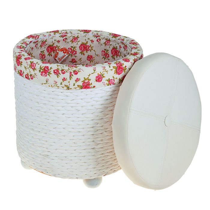 Пуф-короб "Розы" большой 41х41х47 см, белый