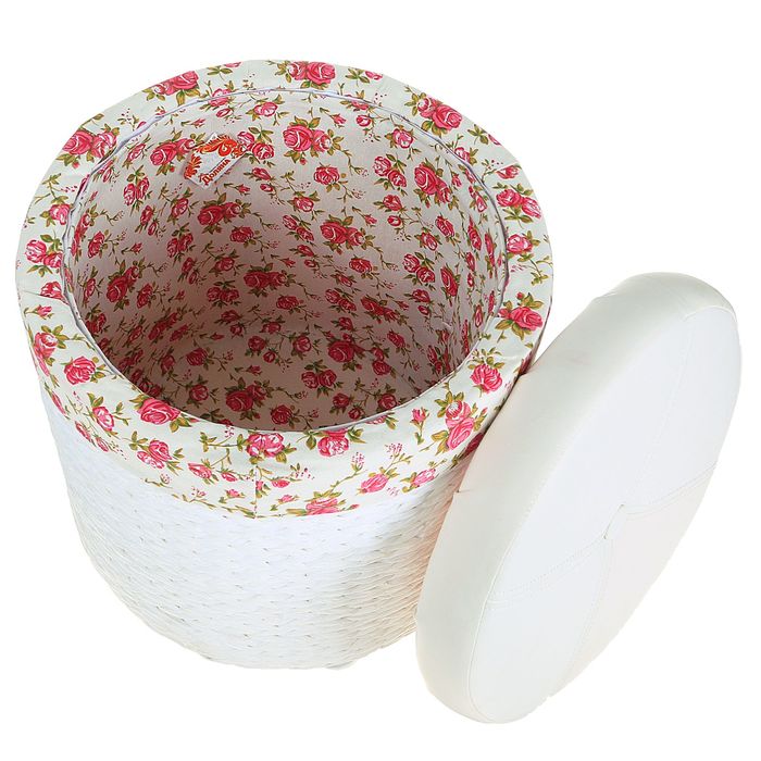 Пуф-короб "Розы" большой 41х41х47 см, белый