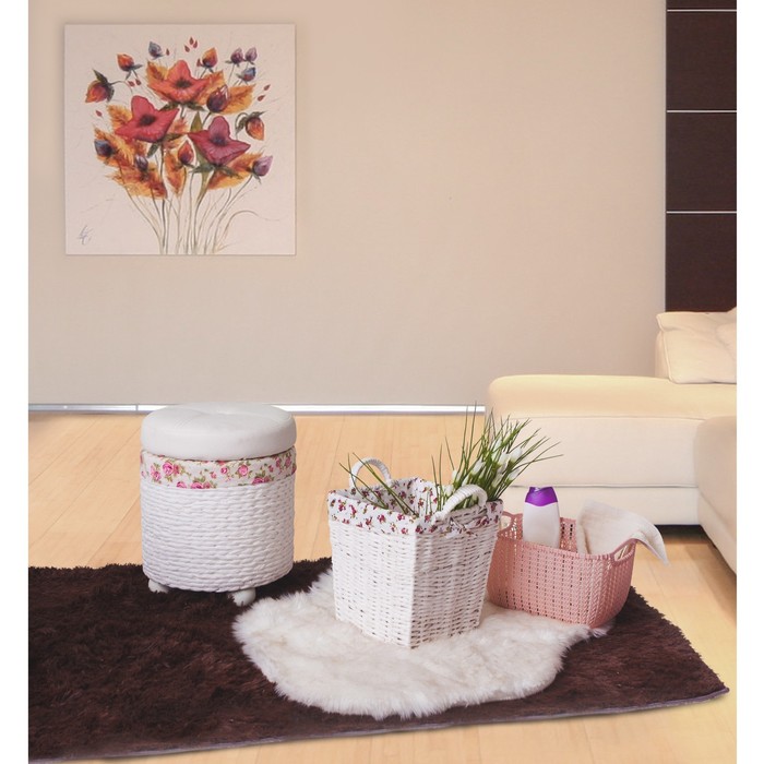 Пуф-короб "Розы" большой 41х41х47 см, белый