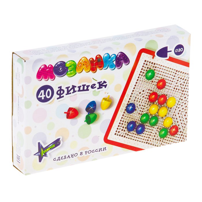 Мозаика, 40 круглых фишек, диаметр 20 мм