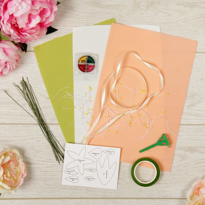 Набор для создания бутоньерки из фоамирана "Оранжевая роза"