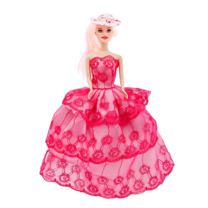 Кукла модель "Милена" в пышном платье со шляпой, МИКС