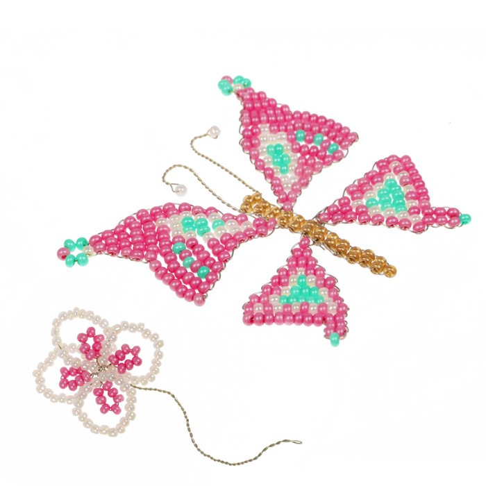 Игрушка из бисера "Бабочка и цветочек"