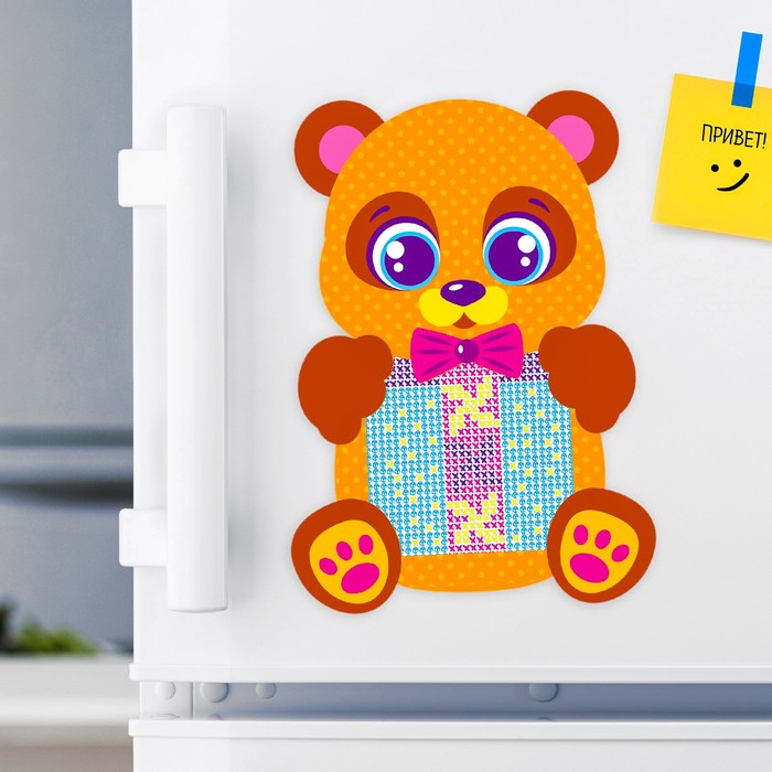Вышивка крестиком на магните "Медвежонок"