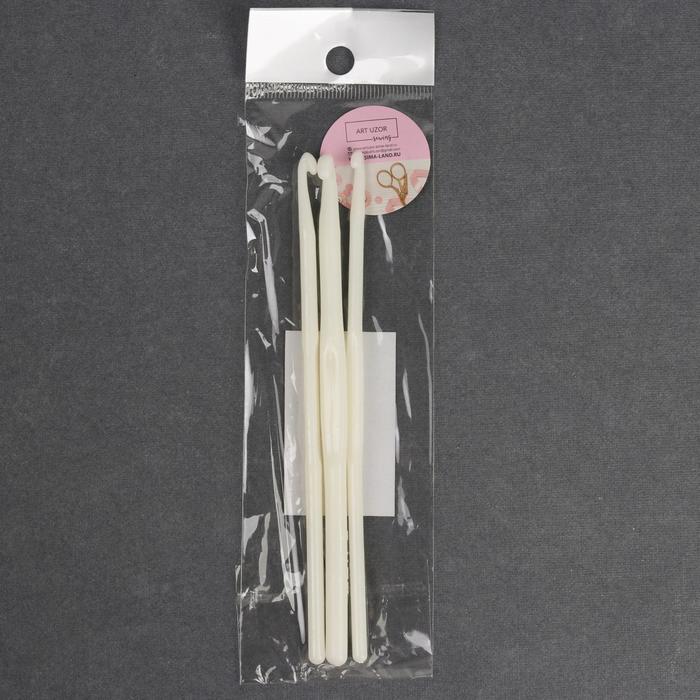 Набор крючков для вязания пластиковых, d=4/5/6мм, 14см, 3шт, цвет белый