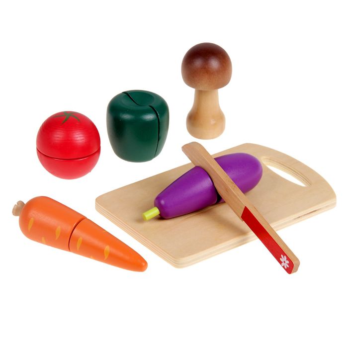 Набор "Учусь готовить", овощи и грибы, на доске, нож в комплекте
