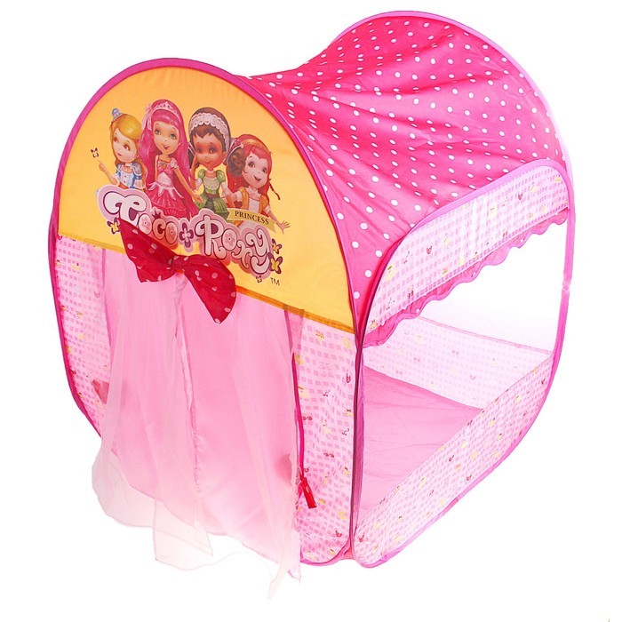 Игровая палатка "Домик принцессы" с занавесками и бантами, цвет розовый