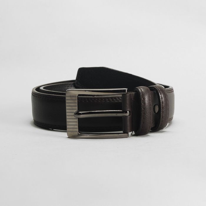 Ремень мужской "Эрнст", винт, 4 строчки, пряжка тёмный металл микс, цвет чёрный